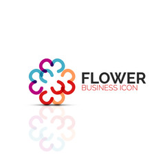 Abstract flower or star minimalistic linear icon, thin line geometric flat symbol for business icon design, abstract button or emblem