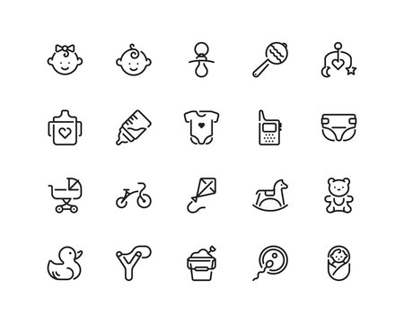 maternity and childhood icon set, outline style