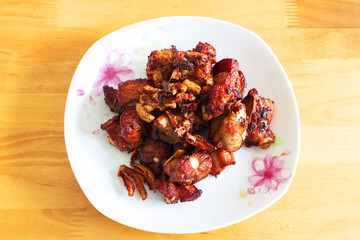Fry pork ribs,Fried pork ribs,Crispy pork ribs,on white background.This menu looks appetizing and useful for health