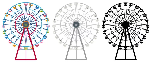 Deurstickers Ferris wheels in three designs © brgfx