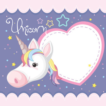 Banner template with purple unicorn