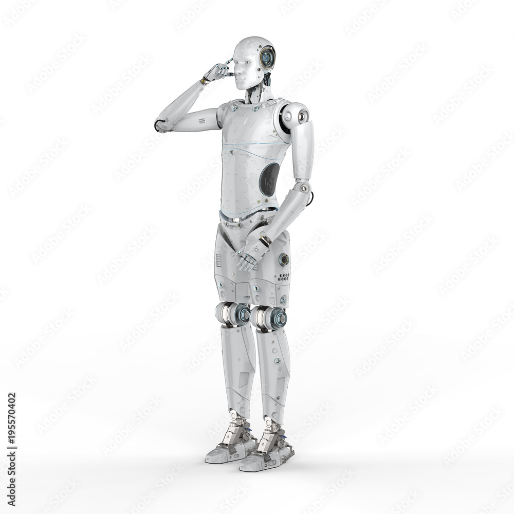 Poster robot thinking or computing