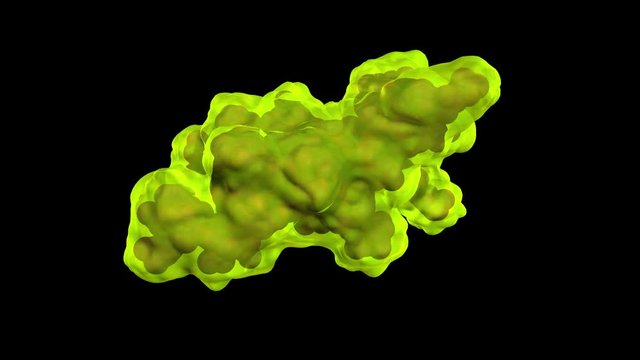 Rotating, 3D simulation of microbe / microorganism growth. Includes alpha channel matte. Clip can be looped.