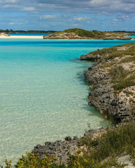 A beautiful beach bay in the Exumas island chain in the Bahamas.