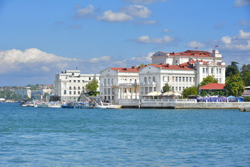 Fototapeta na wymiar Crimea. Sevastopol. The view of the city from the ferry