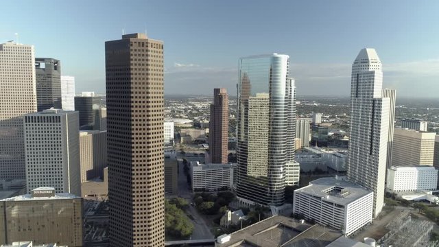 Aerial view of downtown Houston skylin