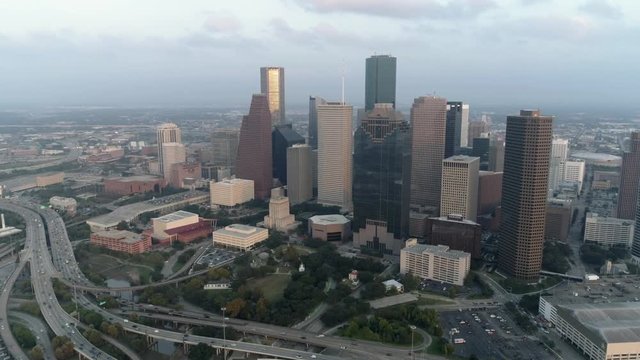 Aerial view of downtown Houston skylin