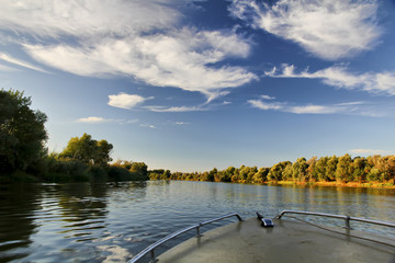 Beautiful autumn landscape Delta of the Volga. Astrakhan Region. Wild nature of Russia.