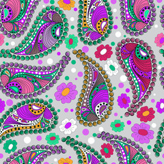 Seamless texture, endless pattern, tribal style ethnic elements paisley . Vector  traditional  ornament 