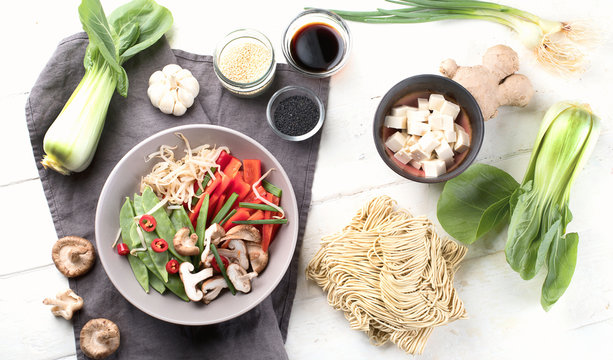 Ingredients ready  asian food preparing