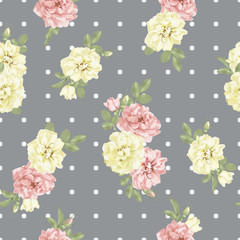 Realistic vector pink rose. 3d seamless roses