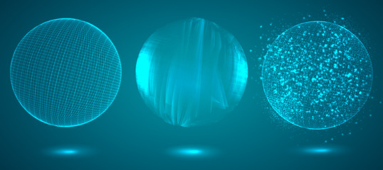 a volume luminous sphere on a dark background. abstract vector object.