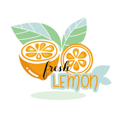 Label vector design of slice fresh lemon brand