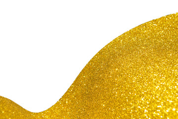 Abstract Gold glitter texture border with space on white background