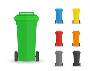 garbage containers for sorting waste. Vector image in a flat cartoon style.