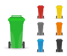 garbage containers for sorting waste. Vector image in a flat cartoon style.