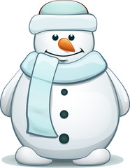 cute snowman standing on a white background.