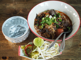 Rice noodle with spicy pork sauce is Northern-Thai food.
