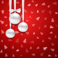vector christmas ball on silk ribbon with bow.