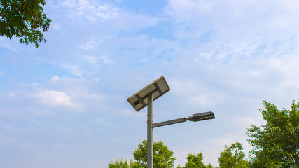 Solar street light in the park