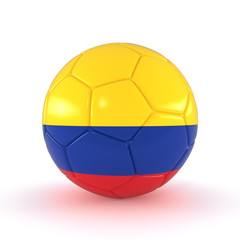 Fußball mit Kolumbien Flagge auf weißem Hintergrund