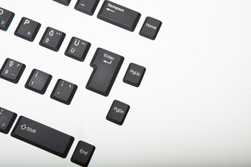 Overhead view of a Qwerty computer keyboard
