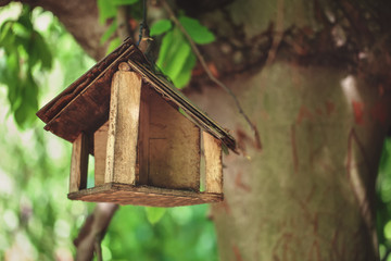 small wooden house on a tree.