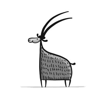 Funny goat, simple sketch for your design