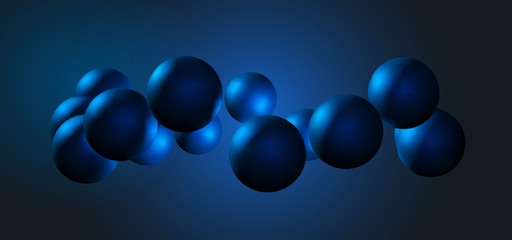 A group of balls hang in the air.