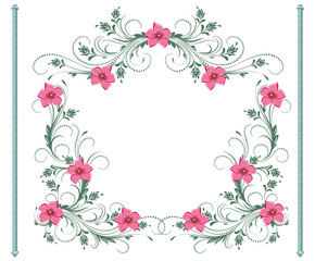 Floral ornament frame for decorative greeting card