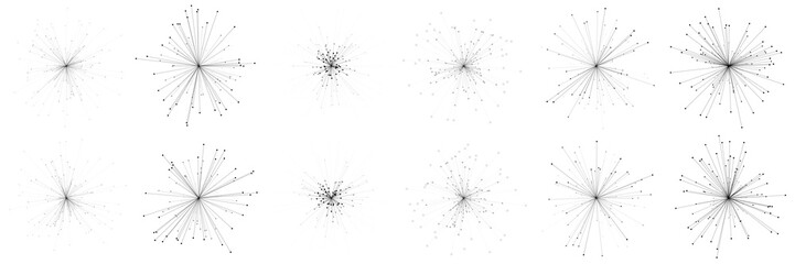 Obraz premium Set of abstract molecules isolated on white background. Science, medical technology concept. Abstract geometric templates for brochure, flyer, report , banner, infographics. Vector illustration.