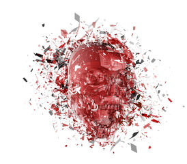 vector exploded skull with splashes in all directions.