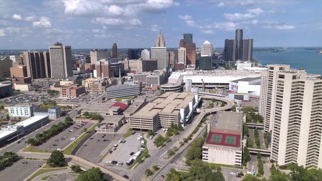 Aerial view of Downtown Detroit 
