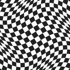 black and white checkered wavy surface - 195588896
