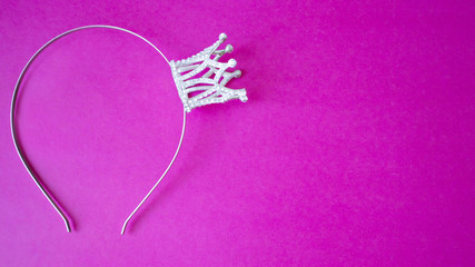 Silver Princess Tiara Often Worn At Weddings With Jewels Shot On Pink Background