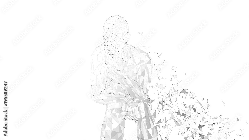 Aufkleber conceptual abstract man thinking. connected lines, dots, triangles, particles on white. artificial i
