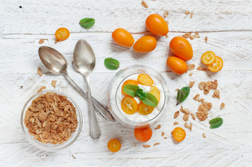 Chia pudding parfait with kumquat