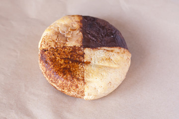 Different kind of sweet cheese with cinnamon, chocolate, cacao and nuts.