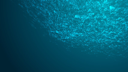 Abstract background of bright glowing particles and paths.