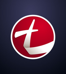 modern and minimal ribbon style initial logo in red background