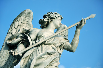 Statue of angel holding the holy lance