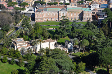 Fototapeta na wymiar Aerial drone view of the Vatican gardens