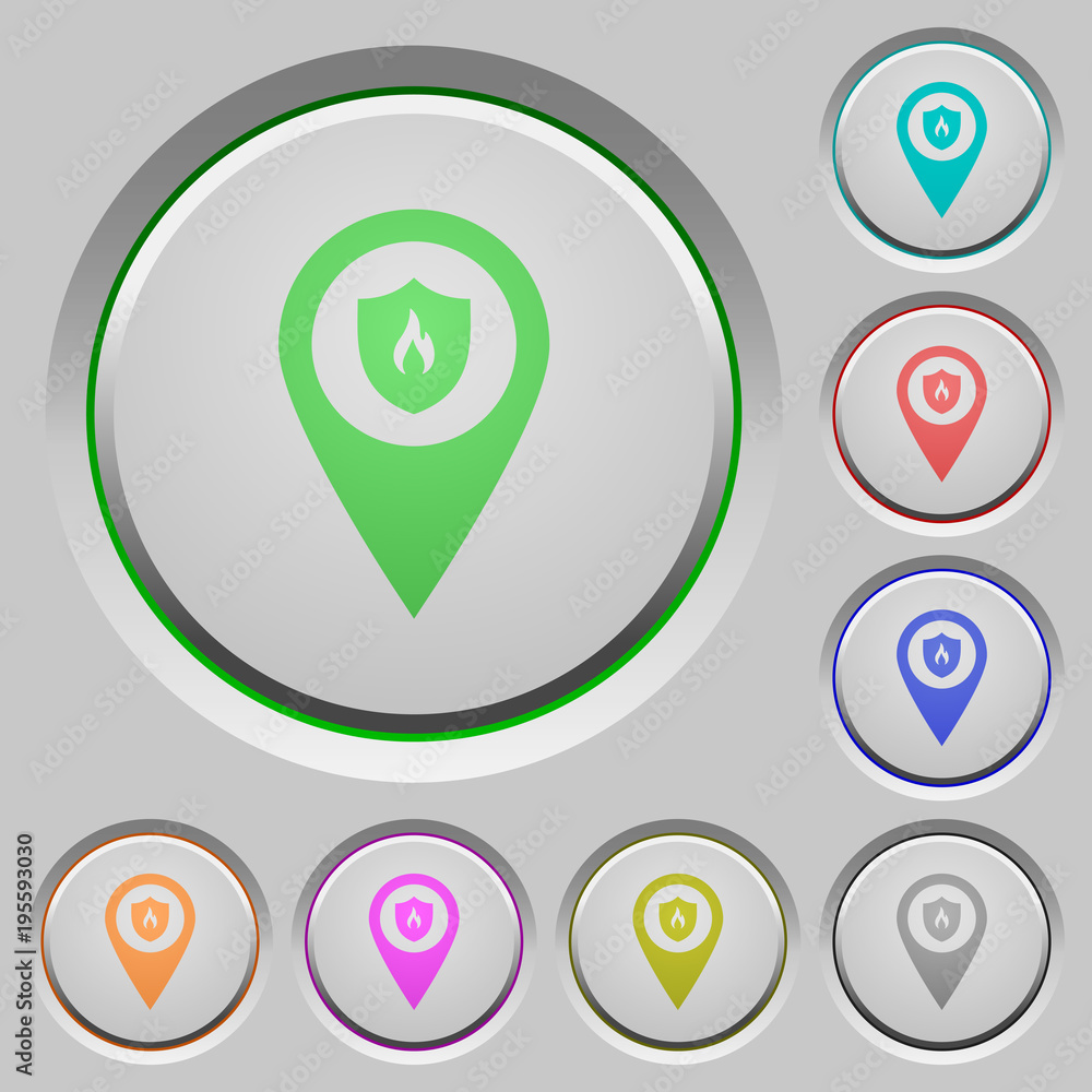 Poster fire station gps map location push buttons