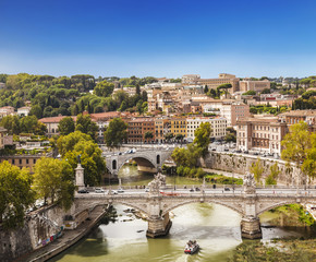 Fototapeta premium Widok na Rzym z Castel Sant'Angelo we Włoszech