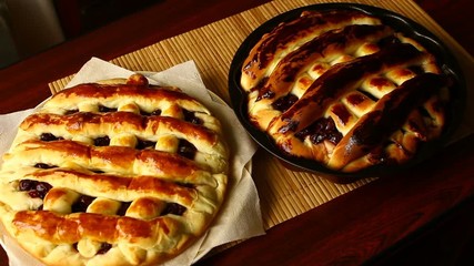 Two barmy cherries pies.