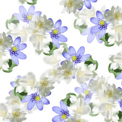 Beautiful floral background of jasmine and liverworts 
