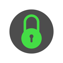 Round closed padlock icon. Vector.