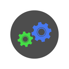 Preferences button. Cogwheel icon in circle. Vector.