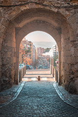 Streets of Tarragona behind an entrance