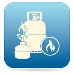 Camping stove with gas bottle icon